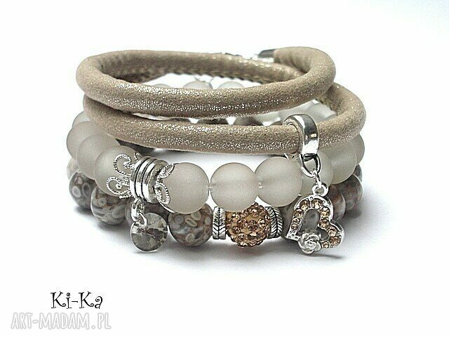 Taupe vol set jaspis szkło swarovski rzemień skóra metal projekt