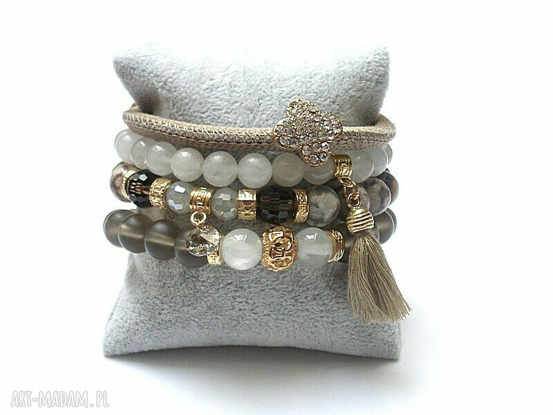 Zestaw bransoletek Taupe Vol handmade na prezent