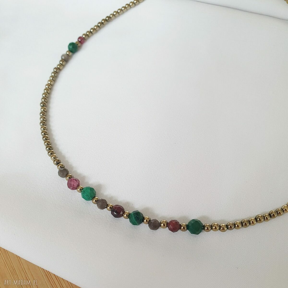 SKORPION - naszyjnik choker z kamieniami naturalnymi i stali chirurgicznej
