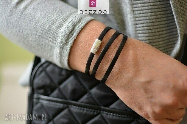 Bransoletka skórzana Magnetoos Triple Black z zapięciem magnetycznym