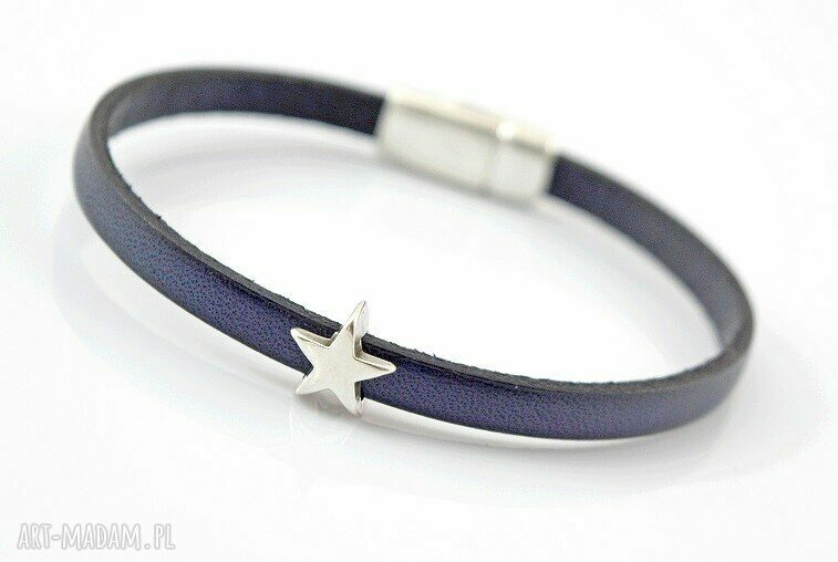 Bransoletka skórzana MAGNETOOS Minimal navy i gwiazdka