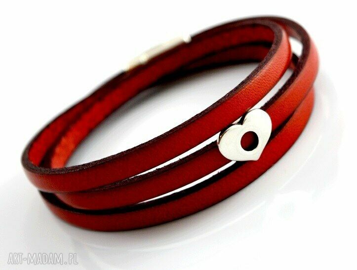 Bransoletka skórzana MAGNETOOS TRIPLE Red & Heart