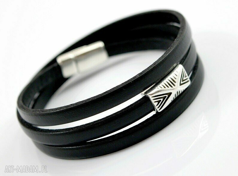 bransoletka skórzana MAGNETOOS TRIPLE VARIO black