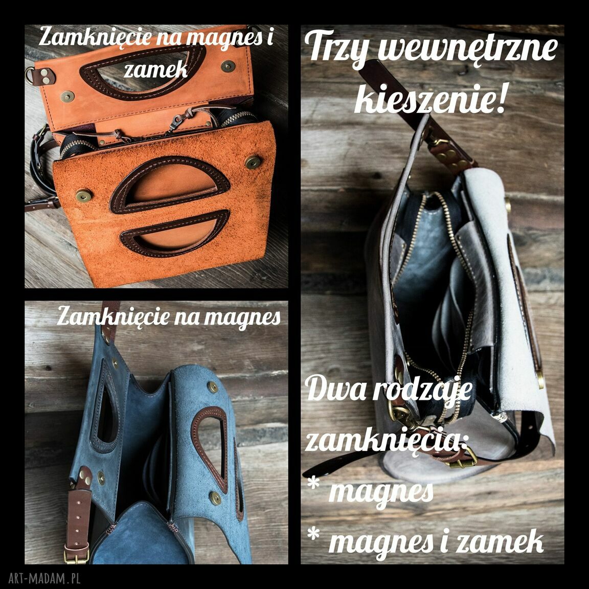 Torebka skórzana Łezka - unikat Ladybuq art na ramię