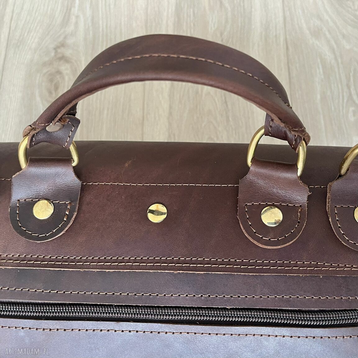 teczki: Brązowa teczka listonoszka format A4 ze skóry Crazy Horse. Ręcznie wykonane