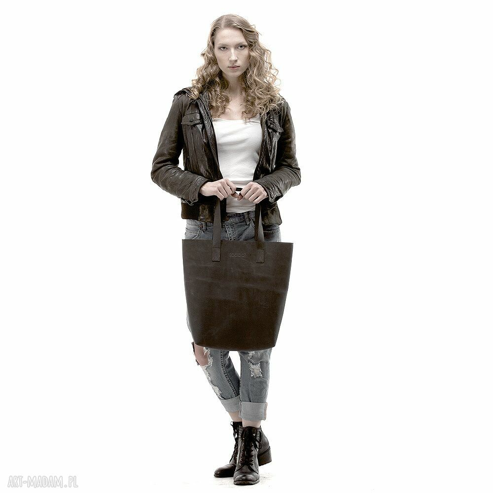 Skórzana Torebka Damska Shopper Plain