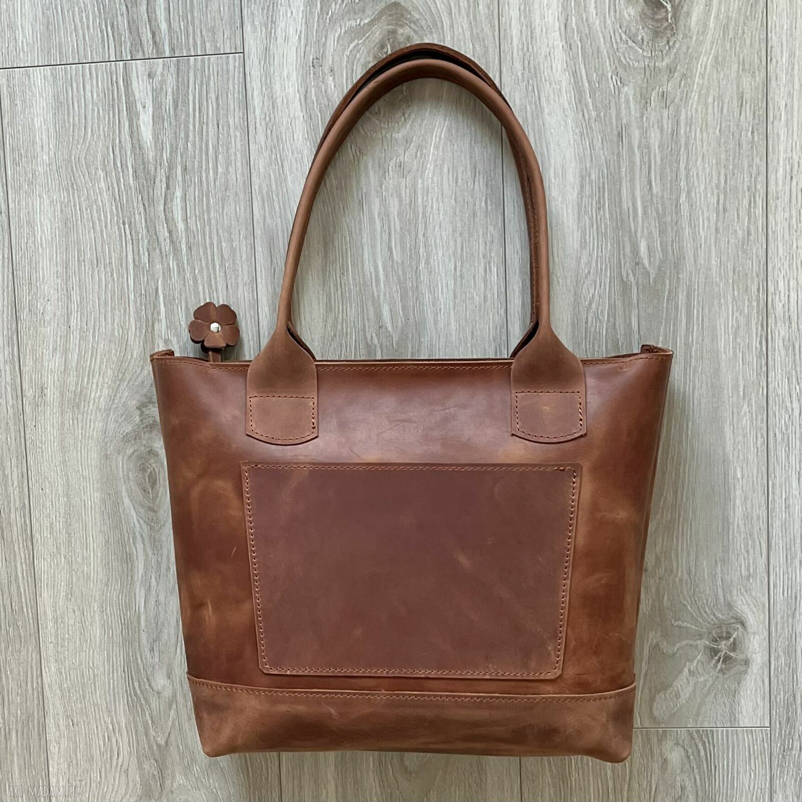 Jasno brązowa torba shopperka skóry crazy horse damska torebka