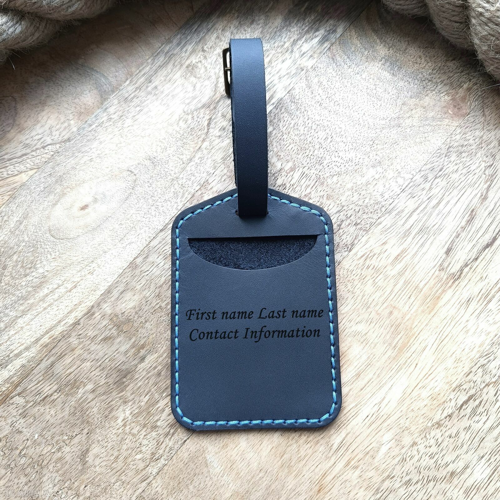 Skórzana zawieszka na walizkę z grawerem Crazy Horse - personalizowany identyfikator bagażu