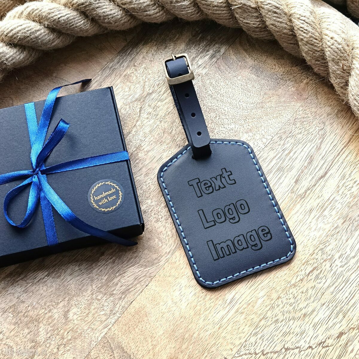 Skórzana zawieszka na walizkę z grawerem Crazy Horse - personalizowany identyfikator bagażu