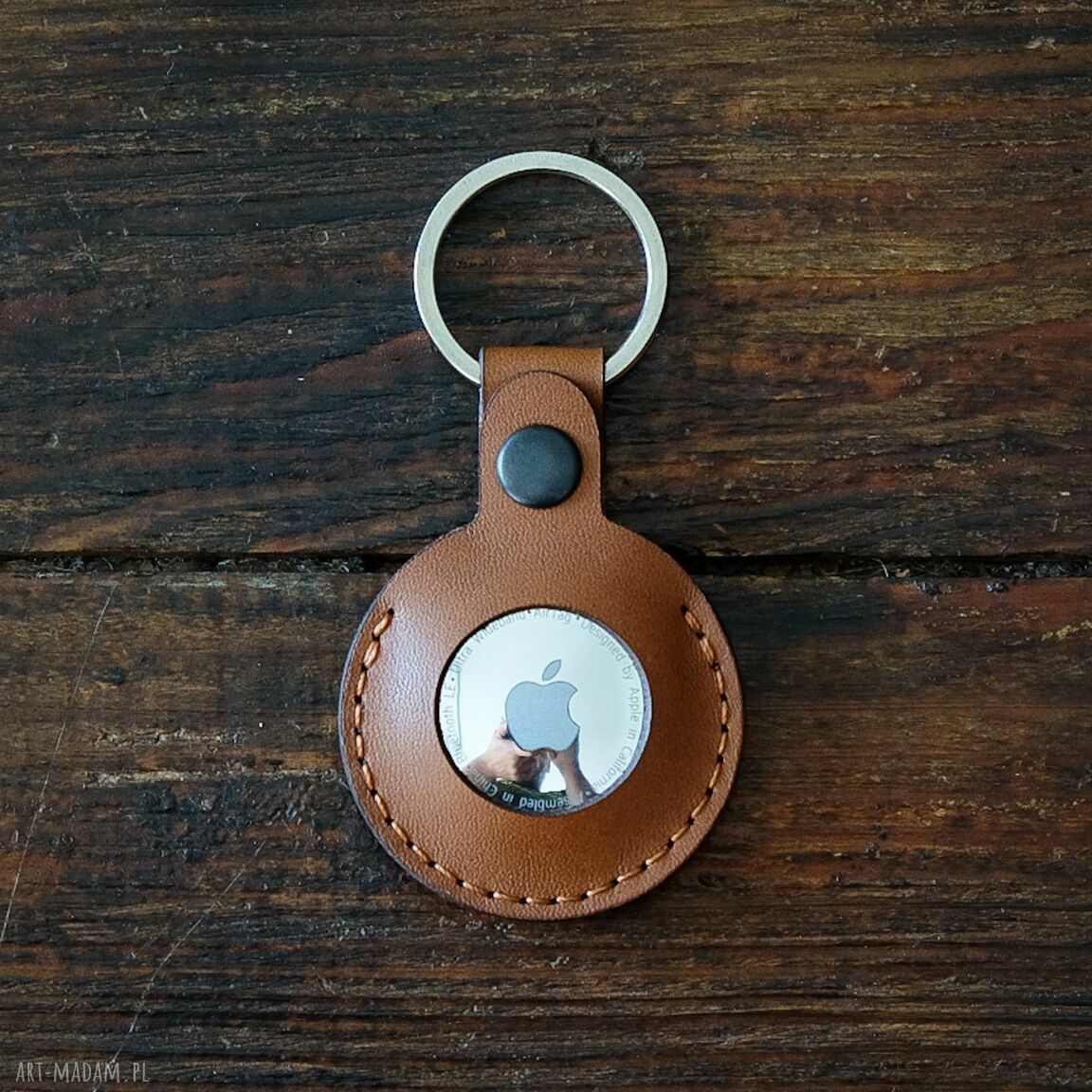 Skórzany brelok do Apple AirTag - jasny brąz ze skóry Koala, personalizowany