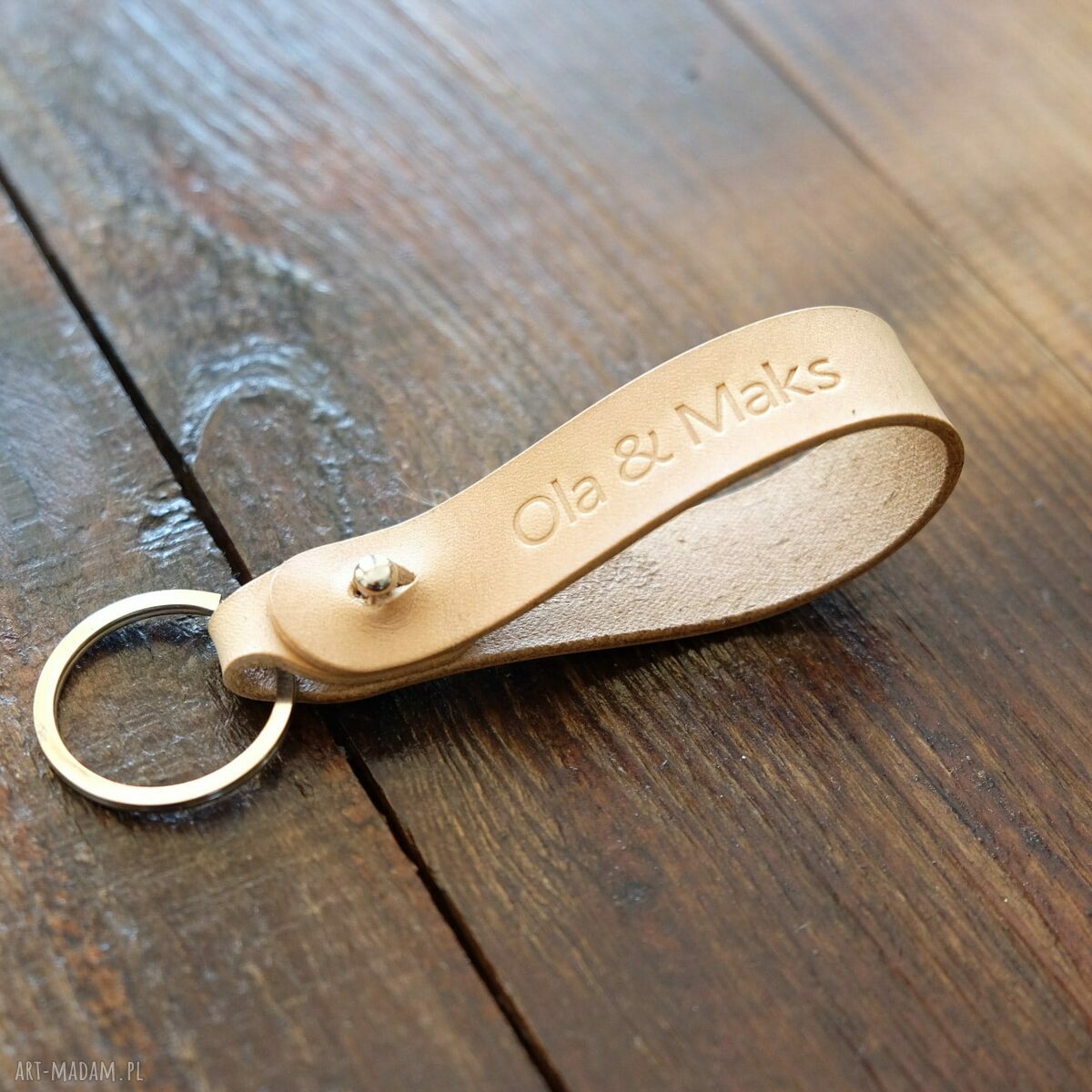 Skórzany brelok na klucze personalizowany z naturalnej skóry