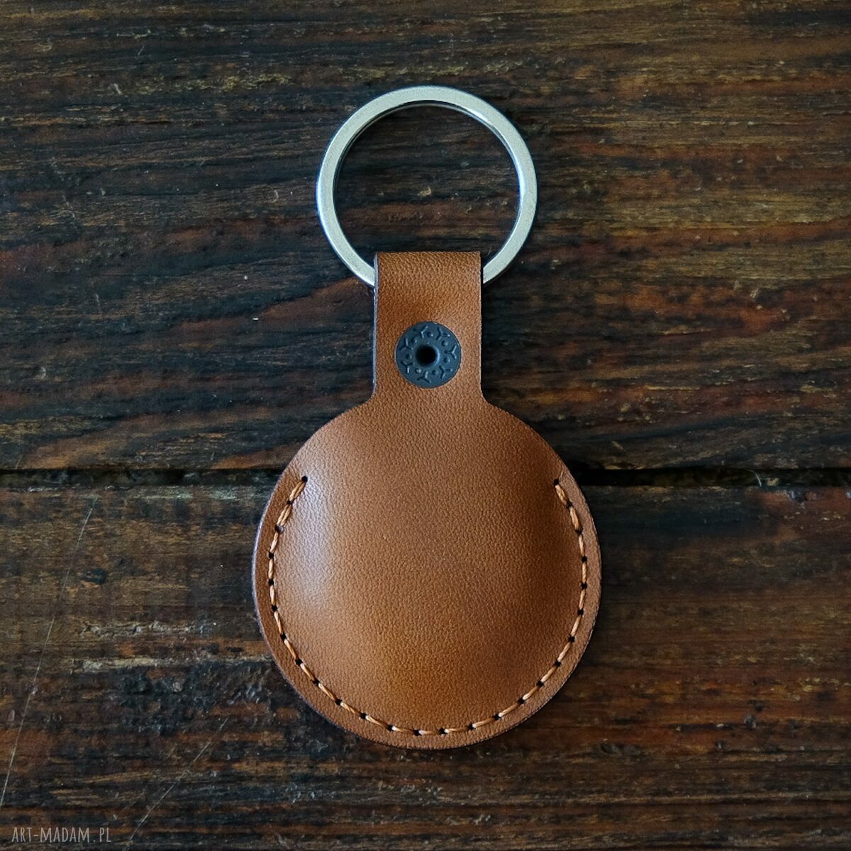 Skórzany brelok do Apple AirTag - jasny brąz ze skóry Koala, personalizowany