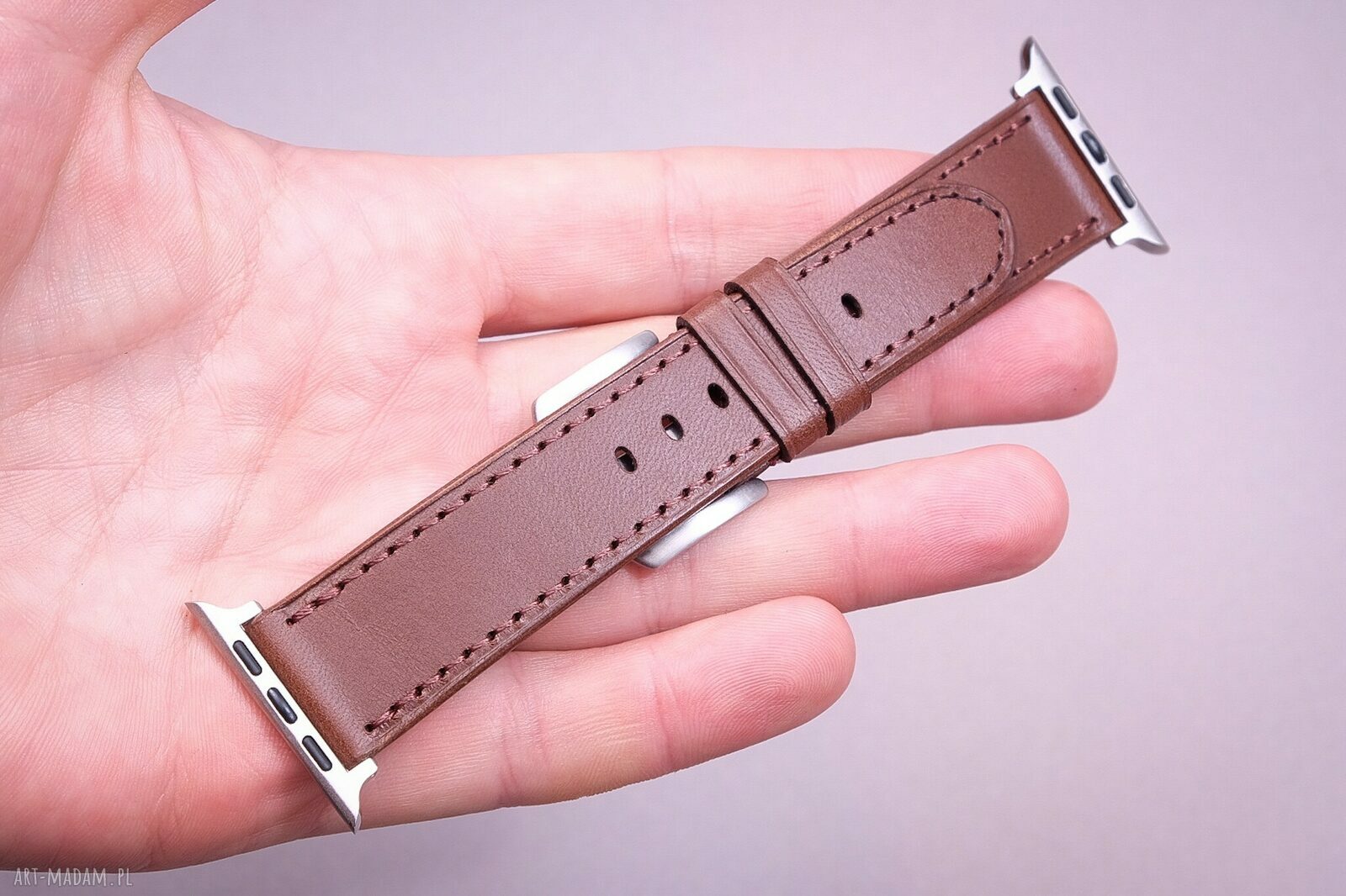 Skórzany pasek do Apple Watch 1-8, SE i Ultra z włoskiej skóry Koala - ciemny brąz