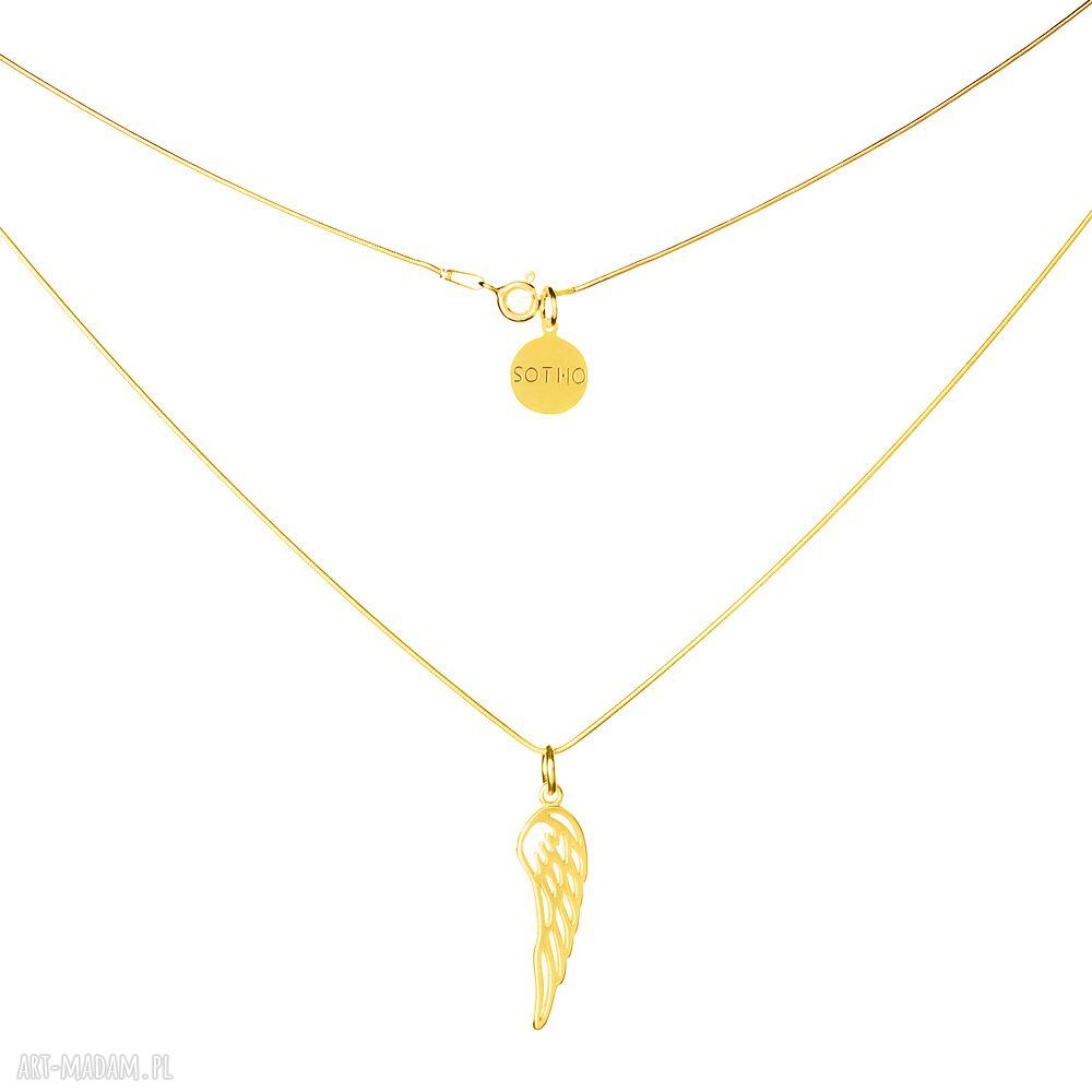 ZŁoty modowy naszyjnik symbol skrzydŁo ŁaŃcuszek Żmijka fashion