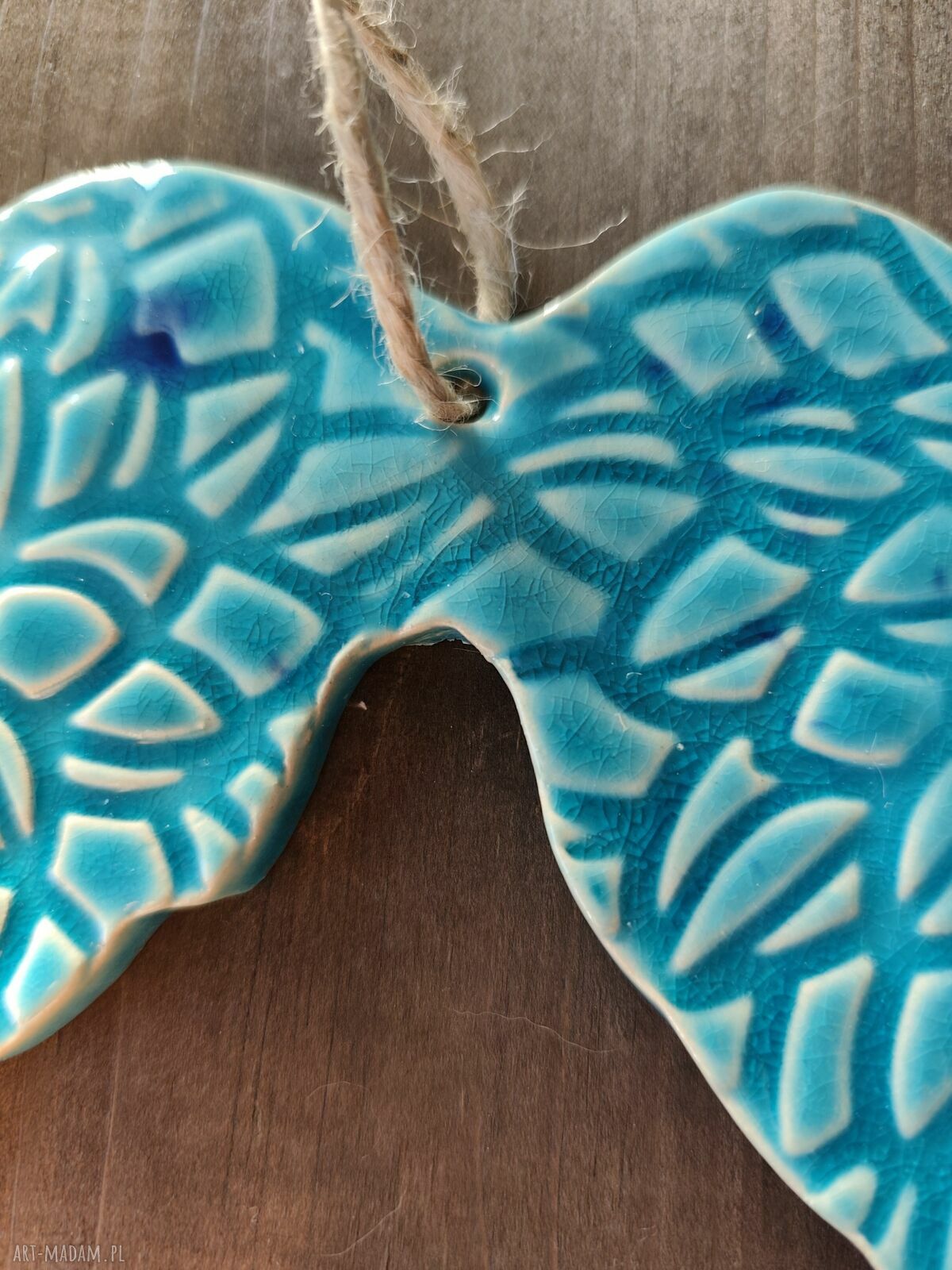 Skrzydła ceramiczne anioł w bieli 13x13 cm - ręcznie robione