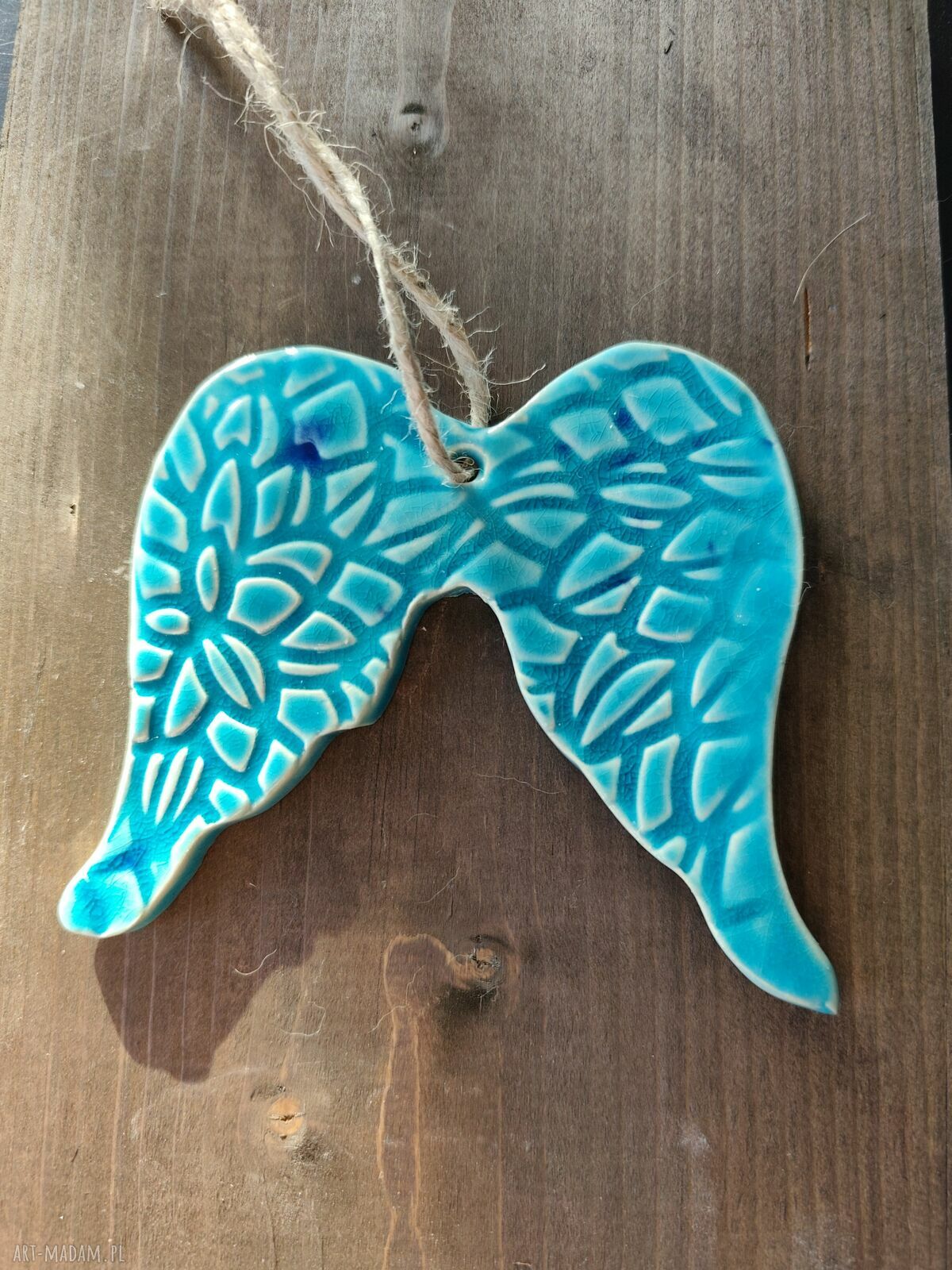 Skrzydła ceramiczne anioł w bieli 13x13 cm - ręcznie robione