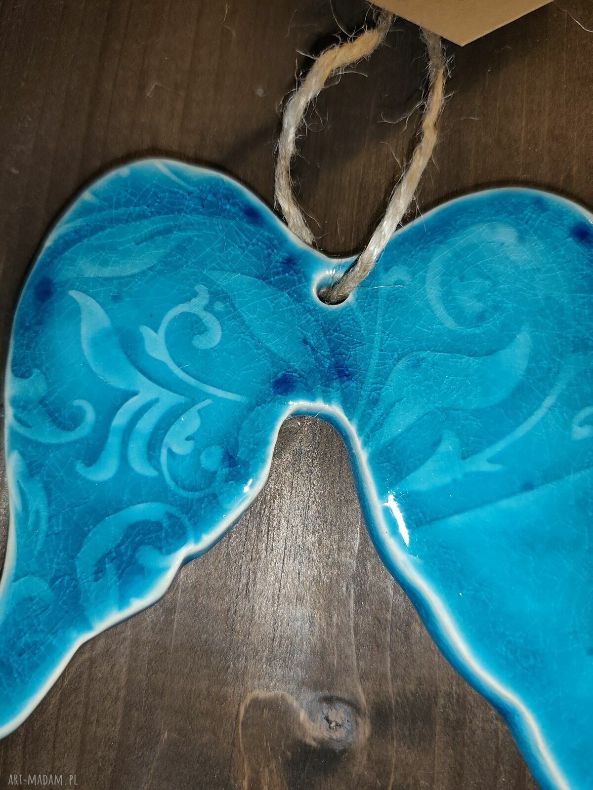 Skrzydła ceramiczne anioła w kolorze turkusowym (ok. 12x12 cm)