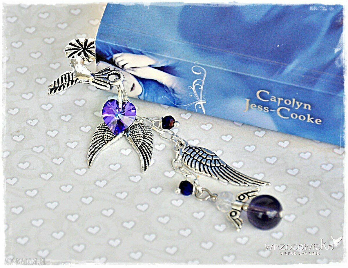 Skrzydlata zakładka swarovskim swarovski serce prezent książka