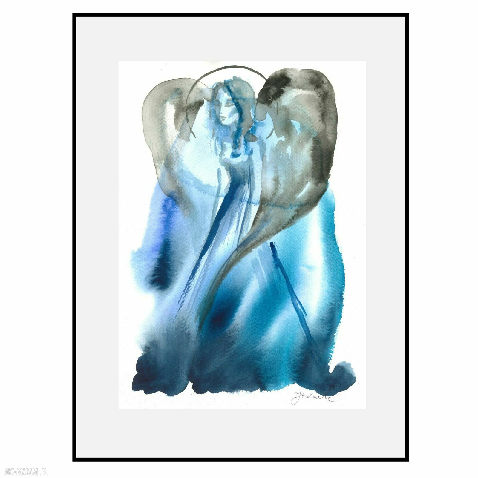 Skrzydlate z błękitu - ręcznie tworzona grafika 30x21 cm