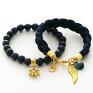 handmade bransoletki jade & stap with pendants in navy blue