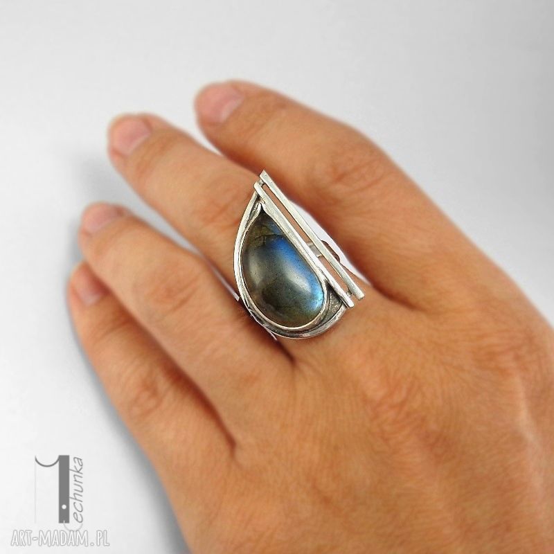 pierścionki: Skyline srebrny pierścionek z labradorytem ręcznie wykonane