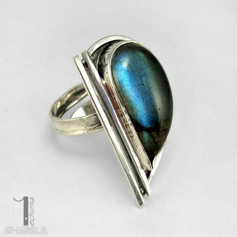 pierścionki: Skyline srebrny pierścionek z labradorytem ręcznie wykonane