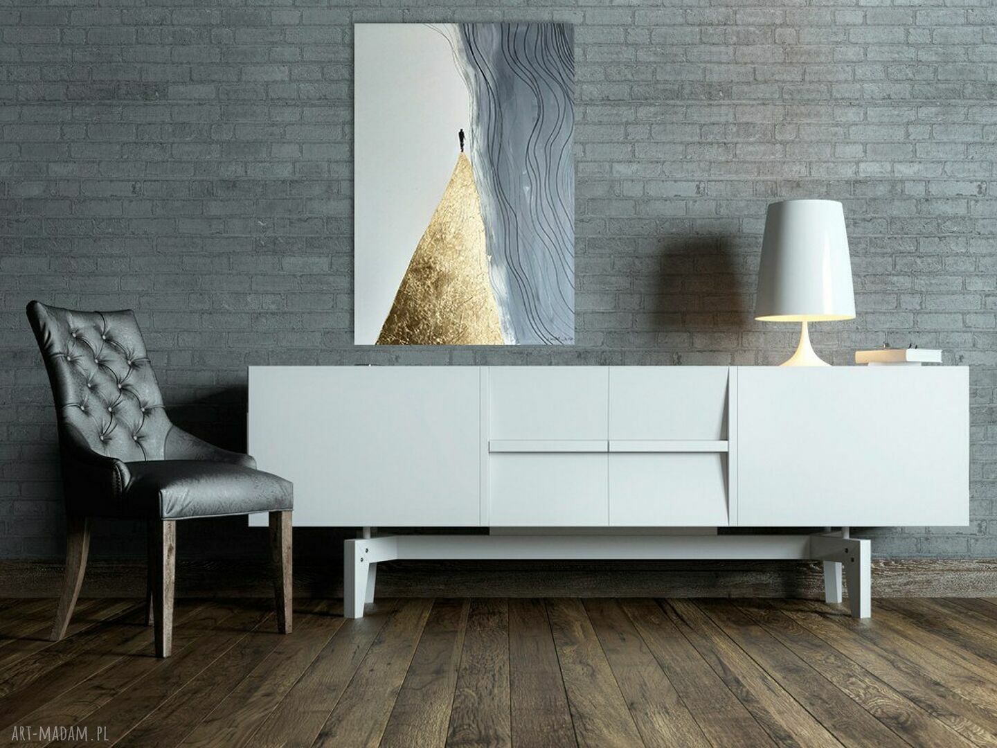 Ślad - obraz akrylowy na płótnie 100x70 cm z szlagmetalem