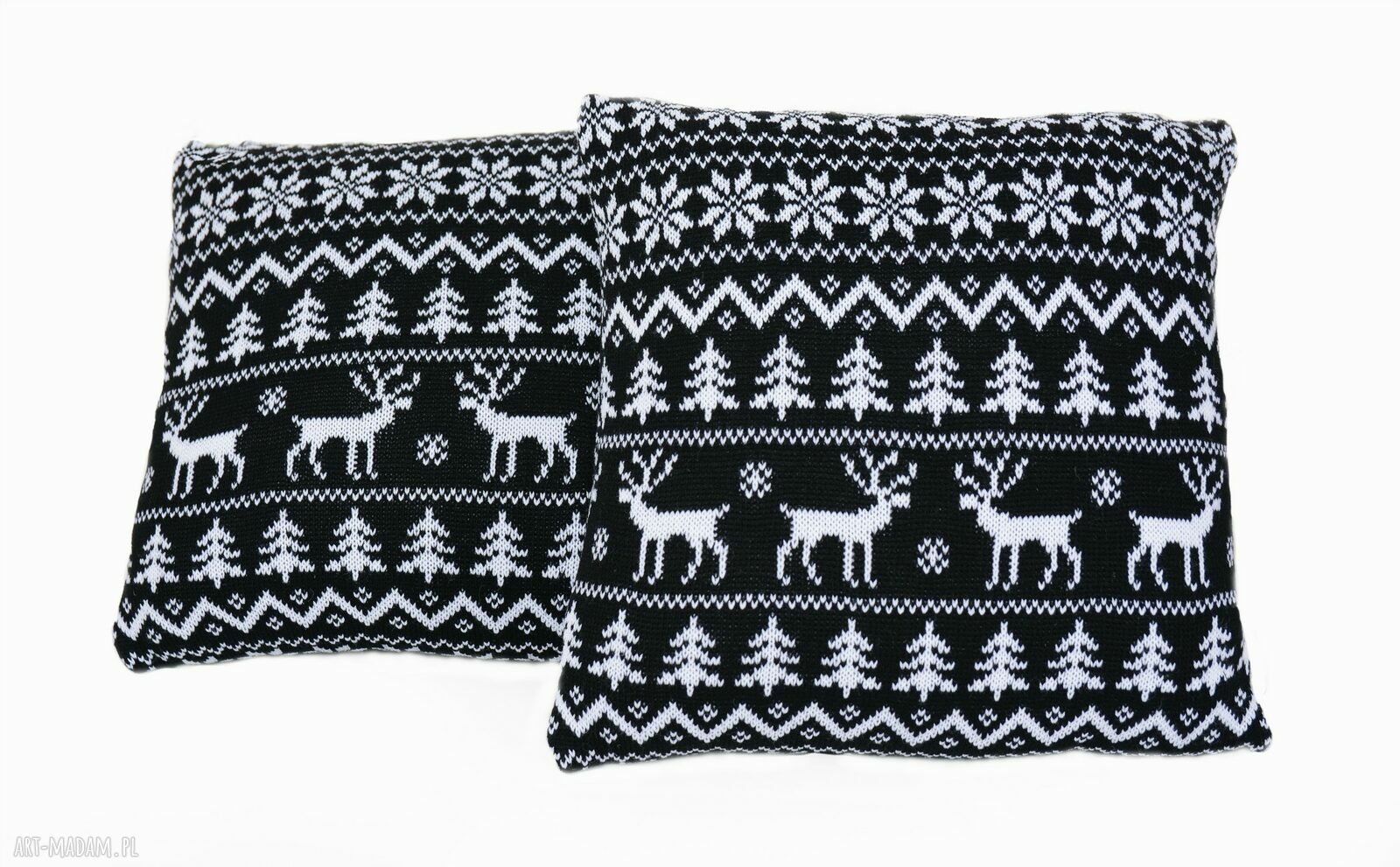 Śliczna miękka poduszka na święta z reniferami dzianina jak sweterek Roz. 40cmx40cm