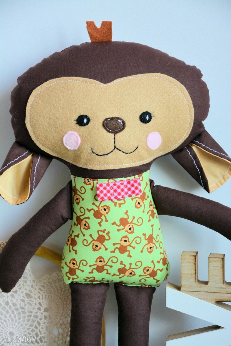 Słodka małpka Piotruś 45 cm - handmade przytulanka dla dziecka