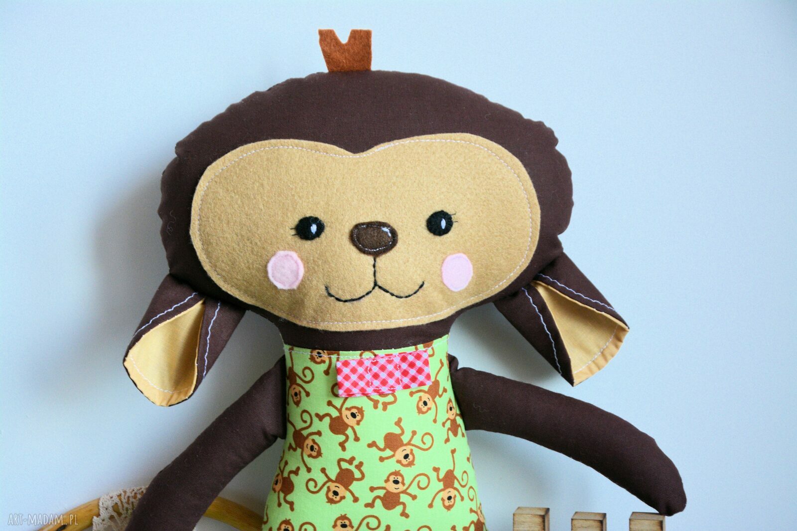 Słodka małpka Piotruś 45 cm - handmade przytulanka dla dziecka