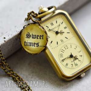 słodki czas brązowa zawieszka-zegarek - łańcuszek