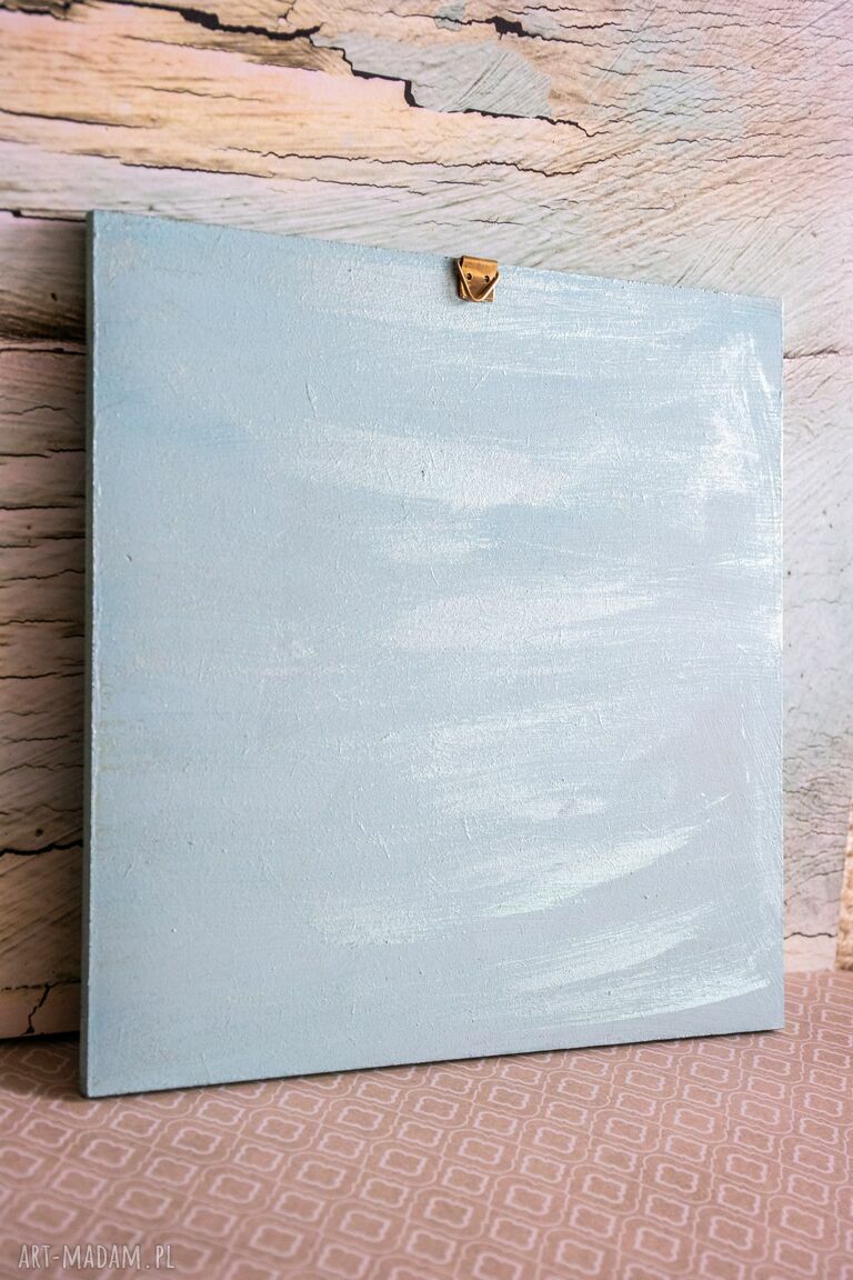 Słodki obrazek - Aniołek dla dziewczynki na komunię i chrzest (styl rustykalny, 20x20 cm)