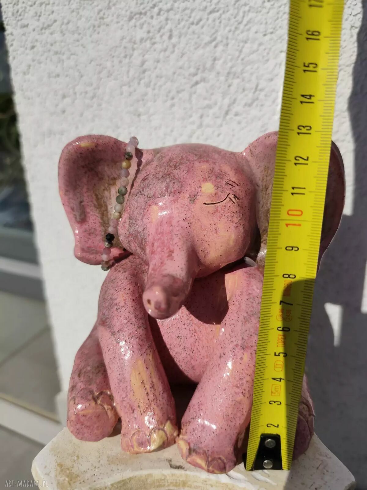 Różowy słoń ceramiczny na biżuterię - ręcznie wykonana figurka