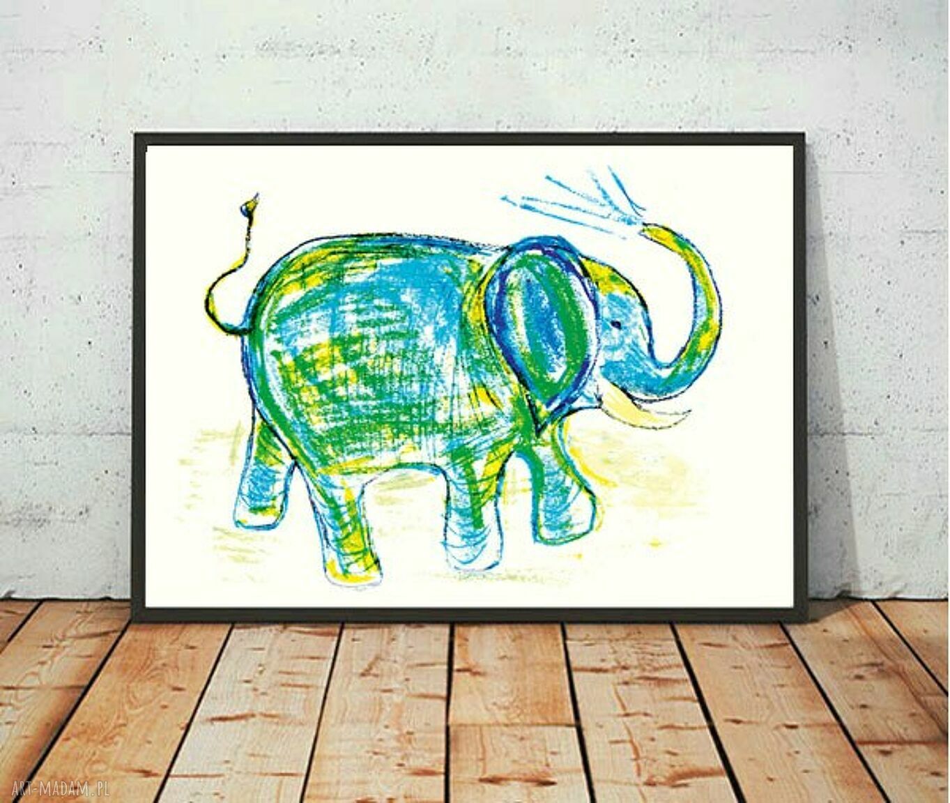 Plakat ze słoniem z motywem zoo 21x30 cm - kolorowa dekoracja do domu
