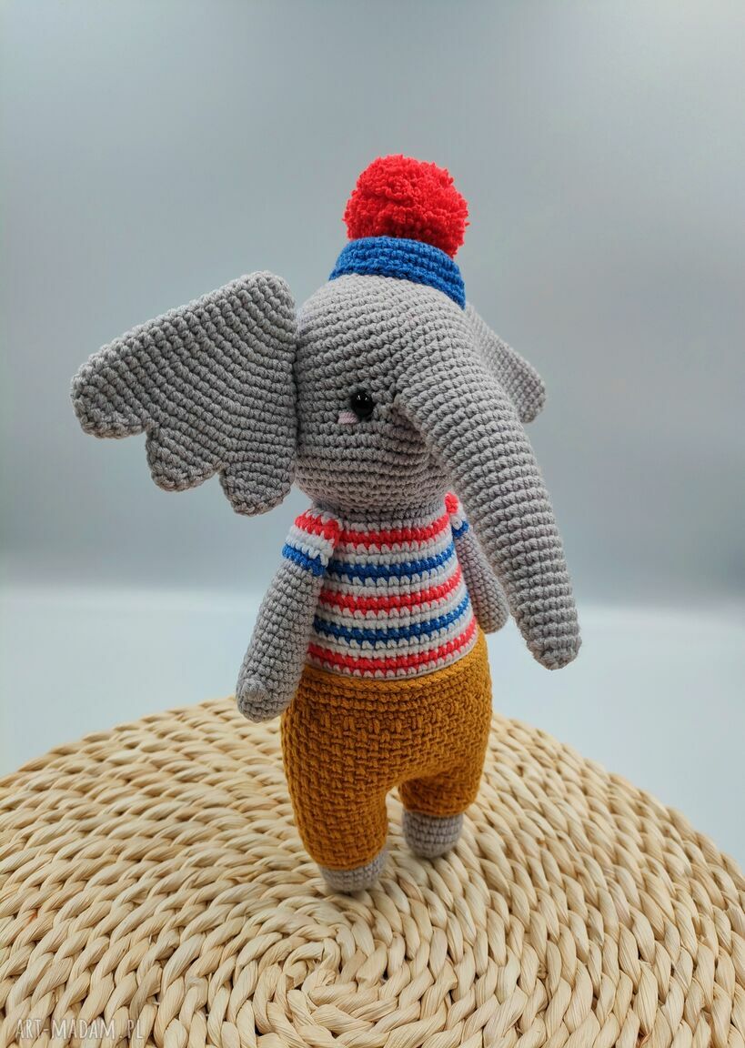 Szydełkowa maskotka - Słoń (handmade, ok. 27 cm)