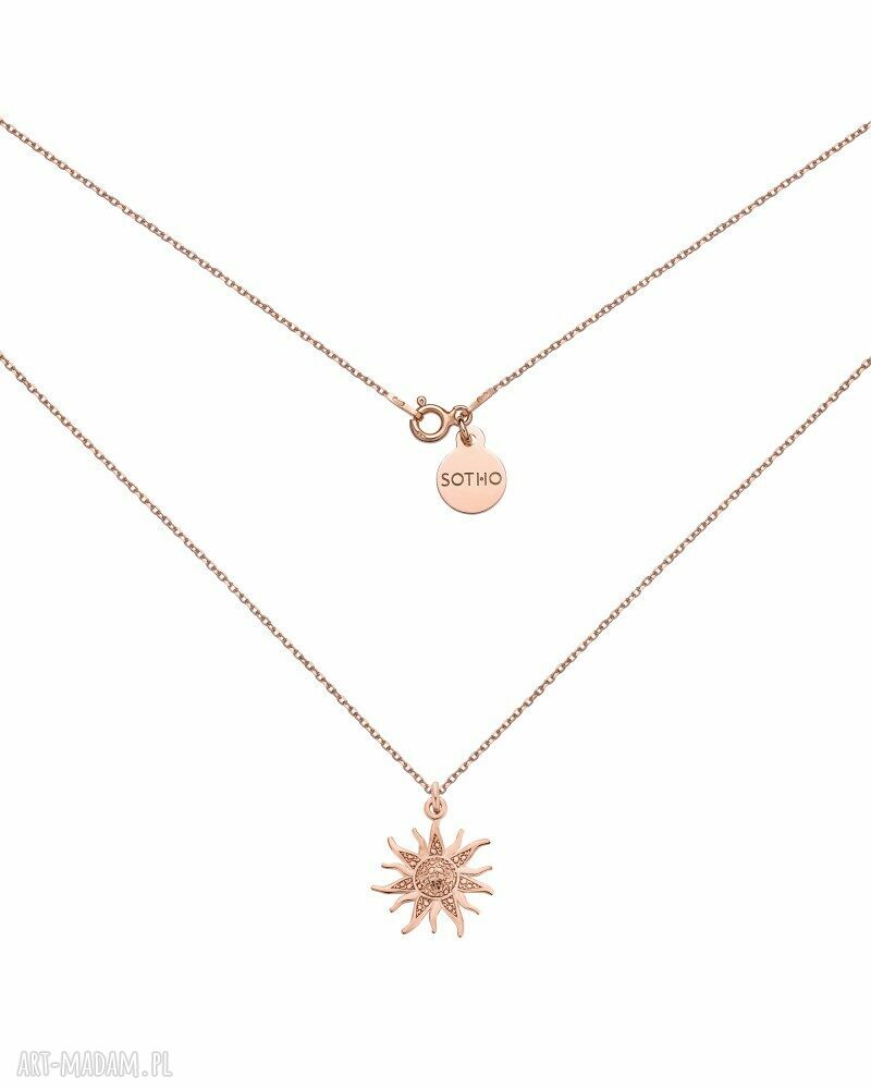 Naszyjnik słoneczkiem różowego słońce złoty zawieszka logo