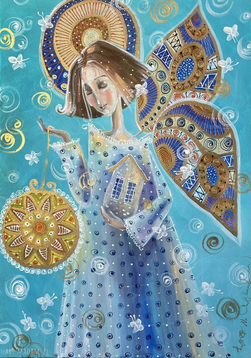 Słoneczna dusza mojego domu - plakat oprawiony A4 z aniołem