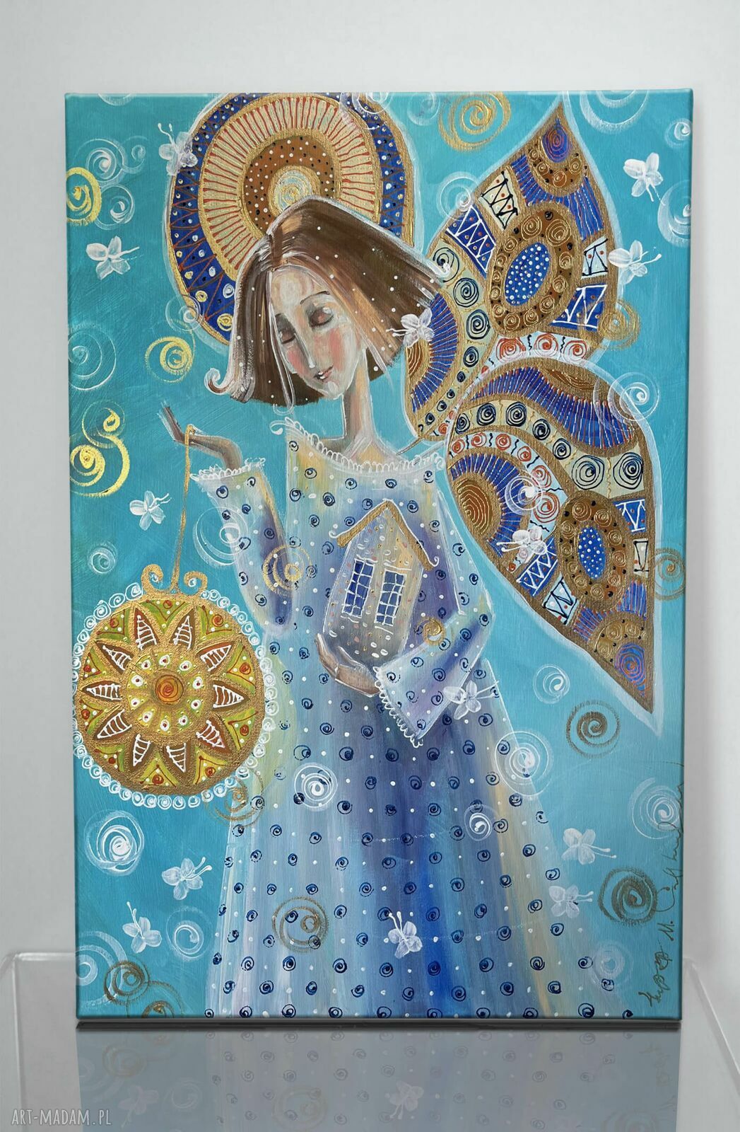 Słoneczna dusza mojego domu - anioły i słońce na płótnie Canvas