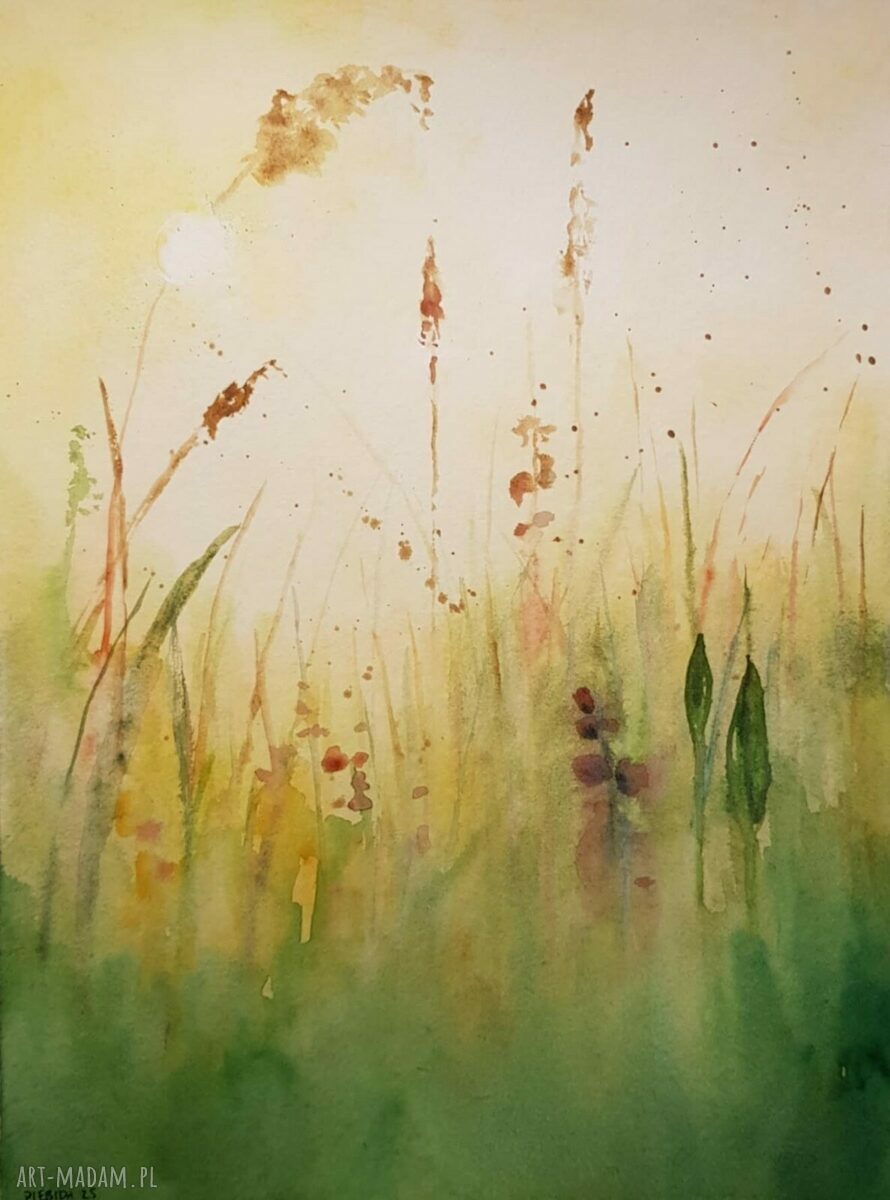 Słoneczna Łąka - akwarela 32x24 cm od Pauliny Lebidy
