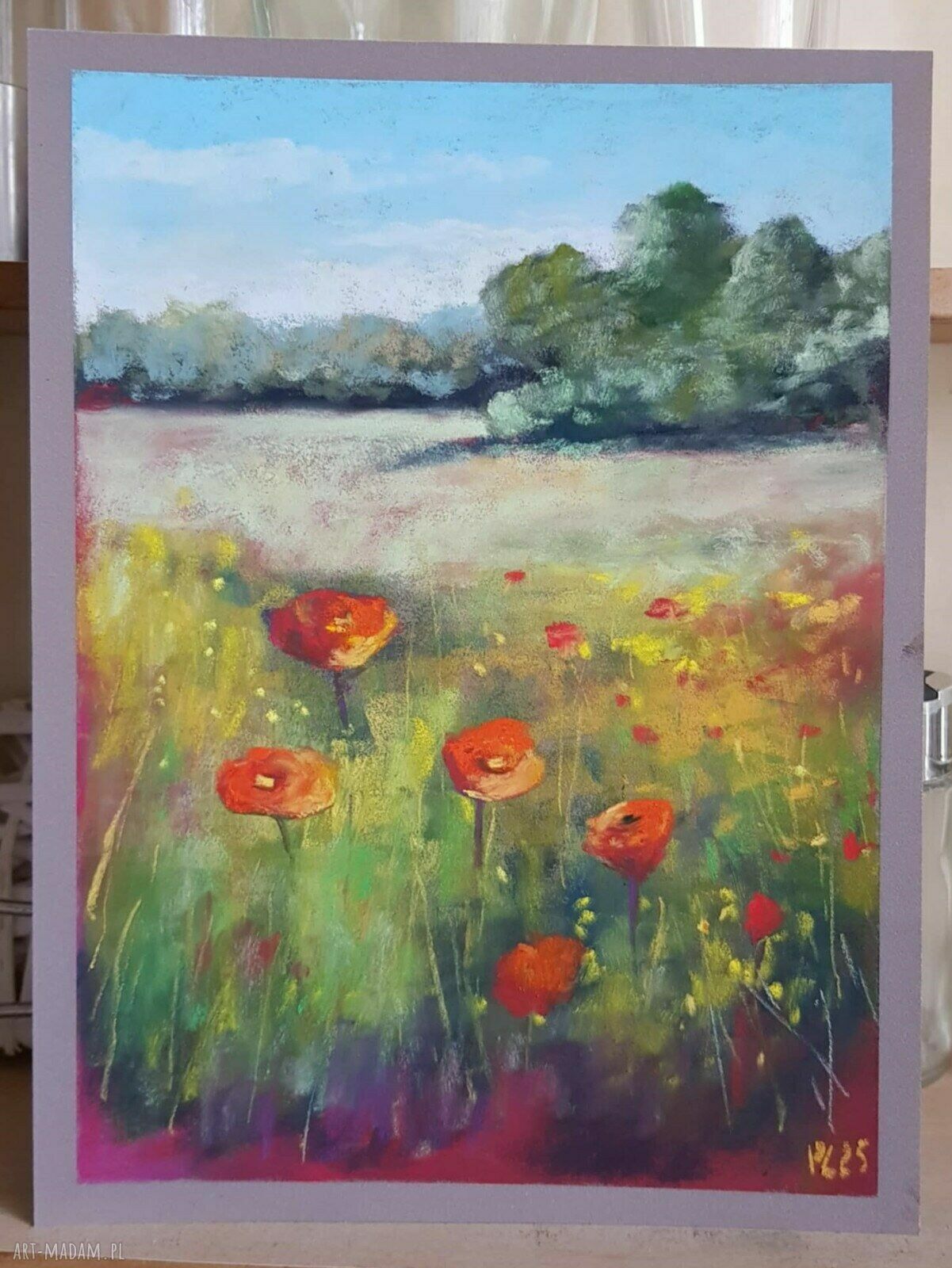 Słoneczna Łąka - obraz z pasteli suchych 24 x 18 cm