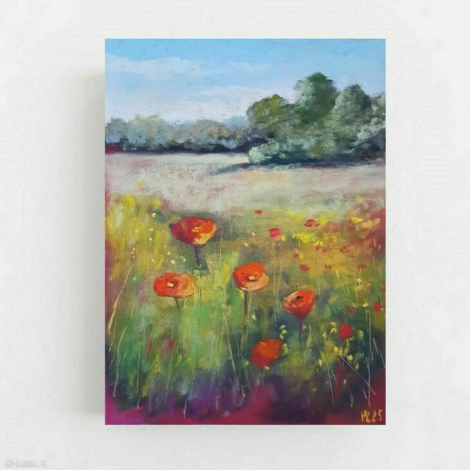 Słoneczna Łąka - obraz z pasteli suchych 24 x 18 cm