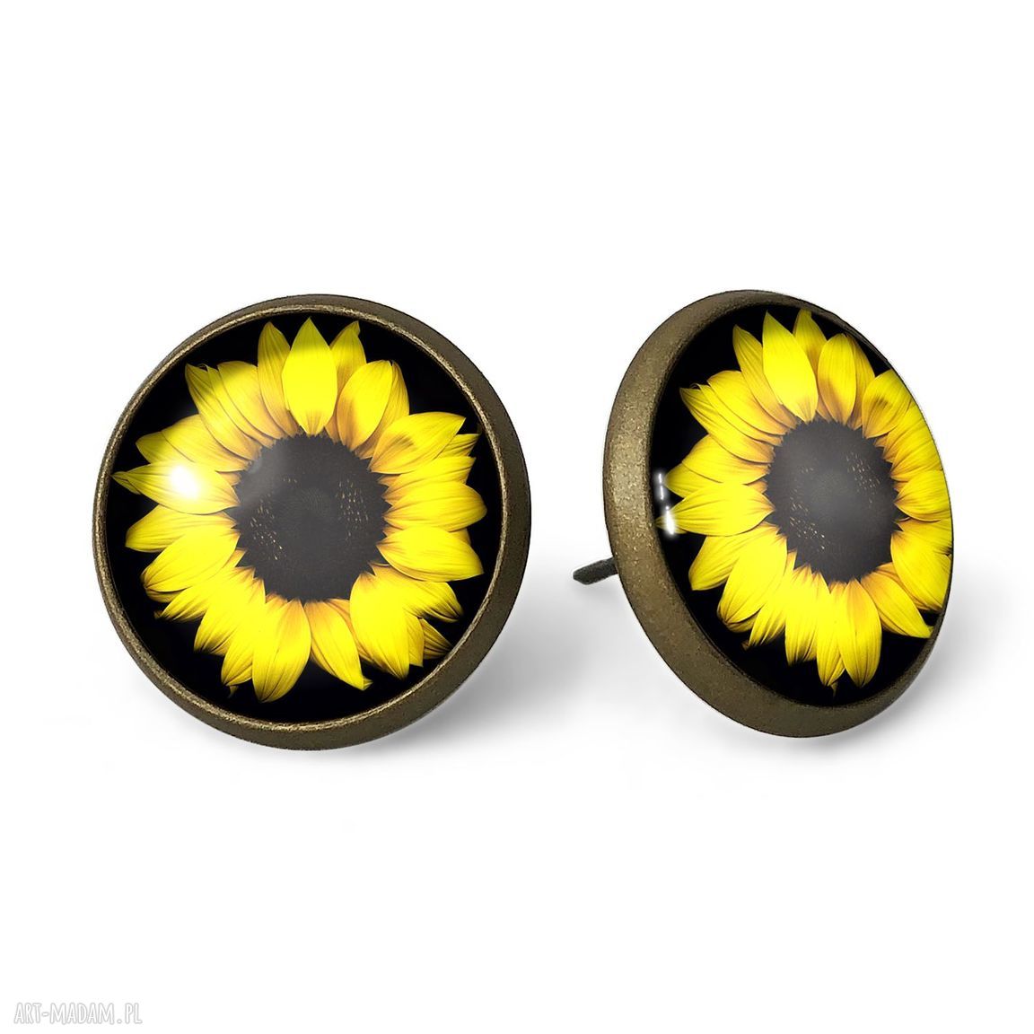 Słoneczniki kolczyki wkrętki wkręty sztyfty kwiatowe prezent