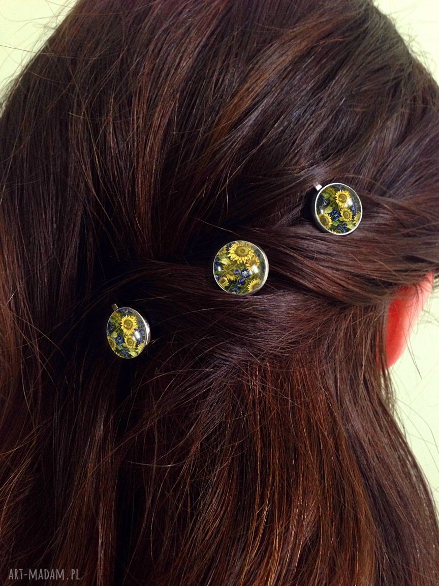 ozdoby do włosów: Słoneczniki Van Gogha 3 wsuwki do włosów Autorskie
