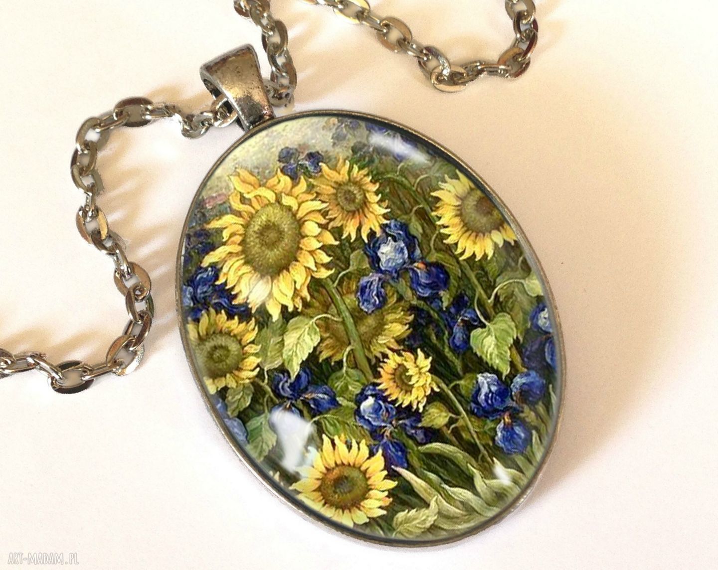 Słoneczniki van gogha owalny medalion łańcuszkiem gogh malarstwo