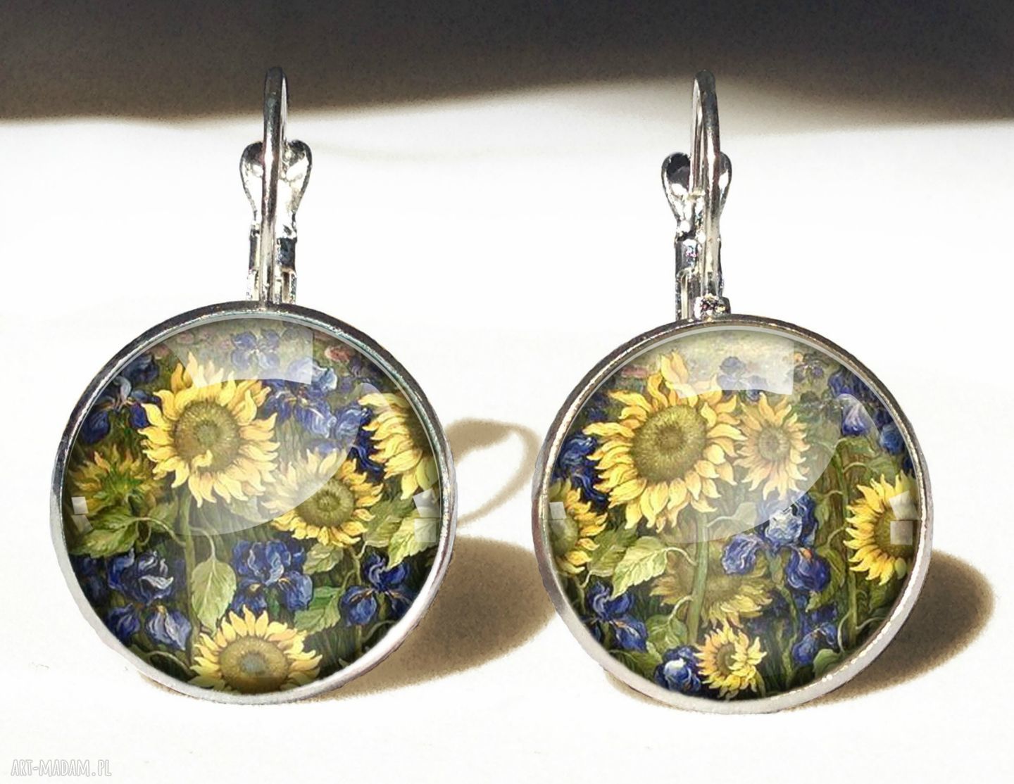 naszyjniki: Słoneczniki Van Gogha Owalny medalion z łańcuszkiem HandMade