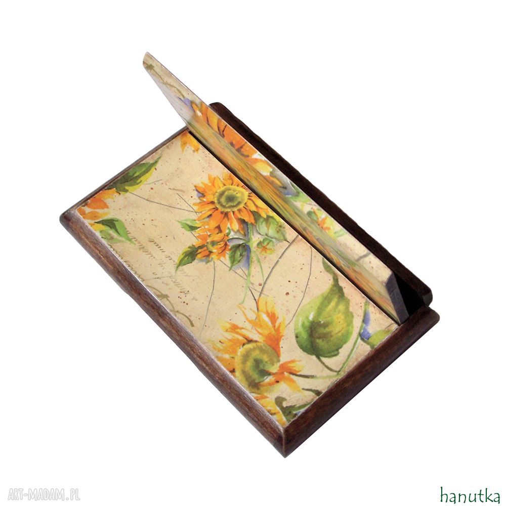 Słoneczniki - wizytownik i etui na karty płatnicze w stylu vintage