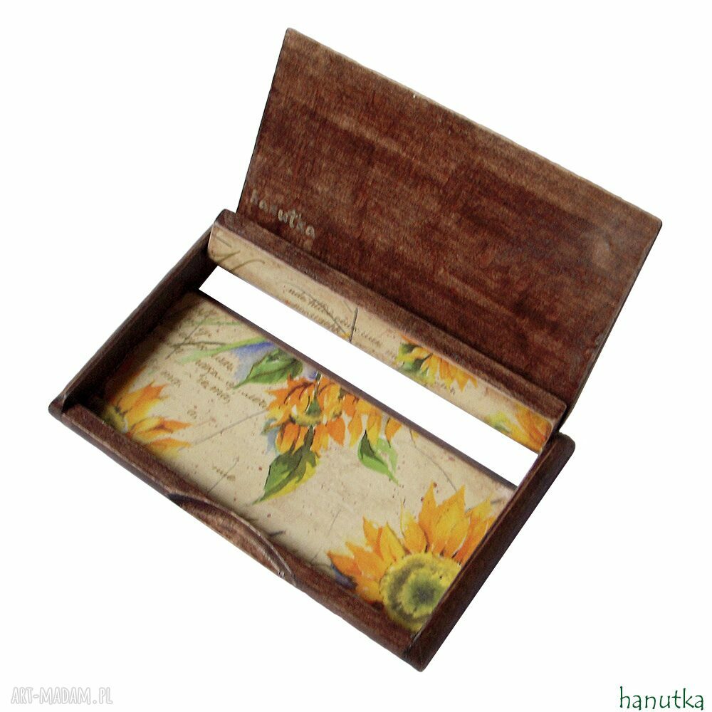 Słoneczniki - wizytownik i etui na karty płatnicze w stylu vintage