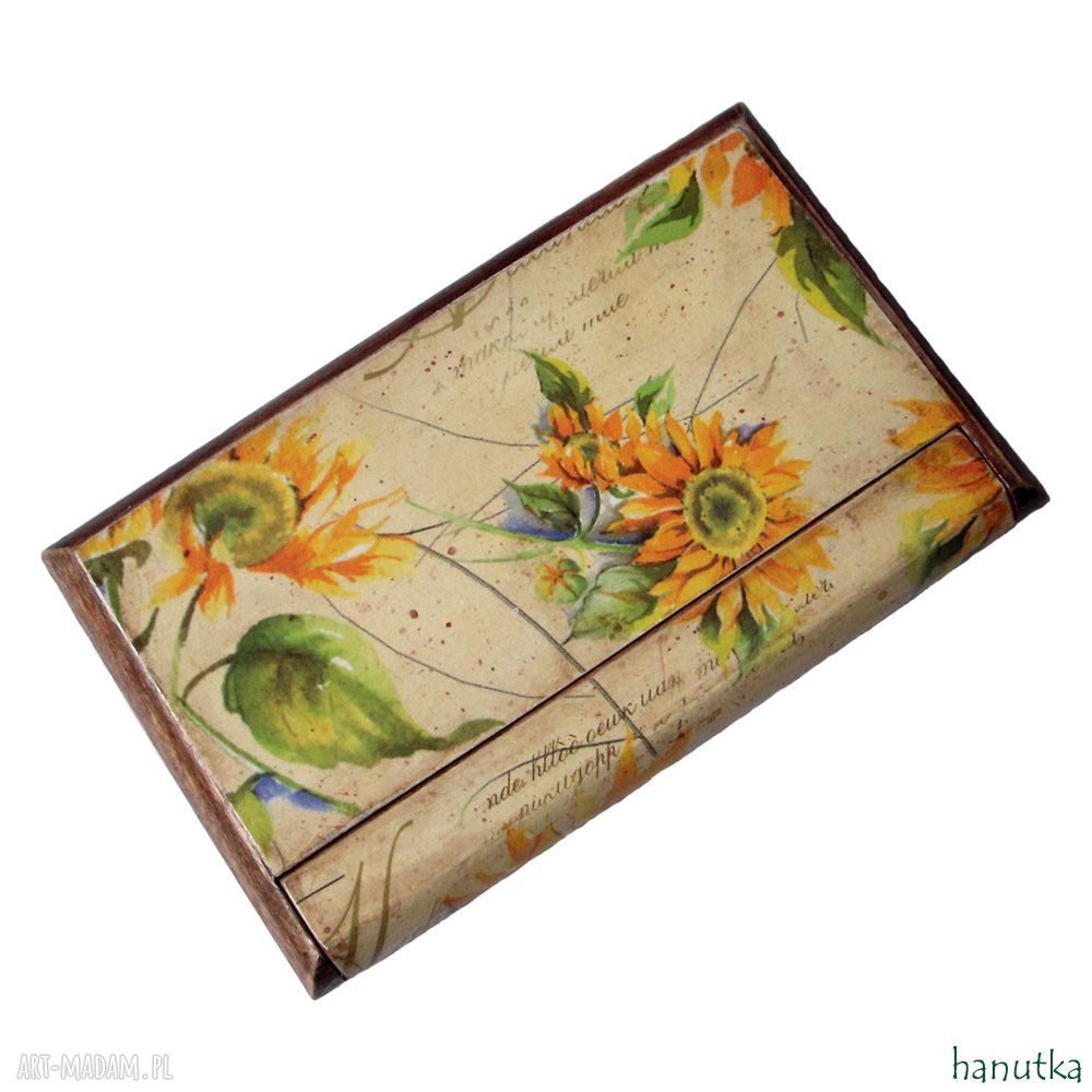 Słoneczniki - wizytownik i etui na karty płatnicze w stylu vintage