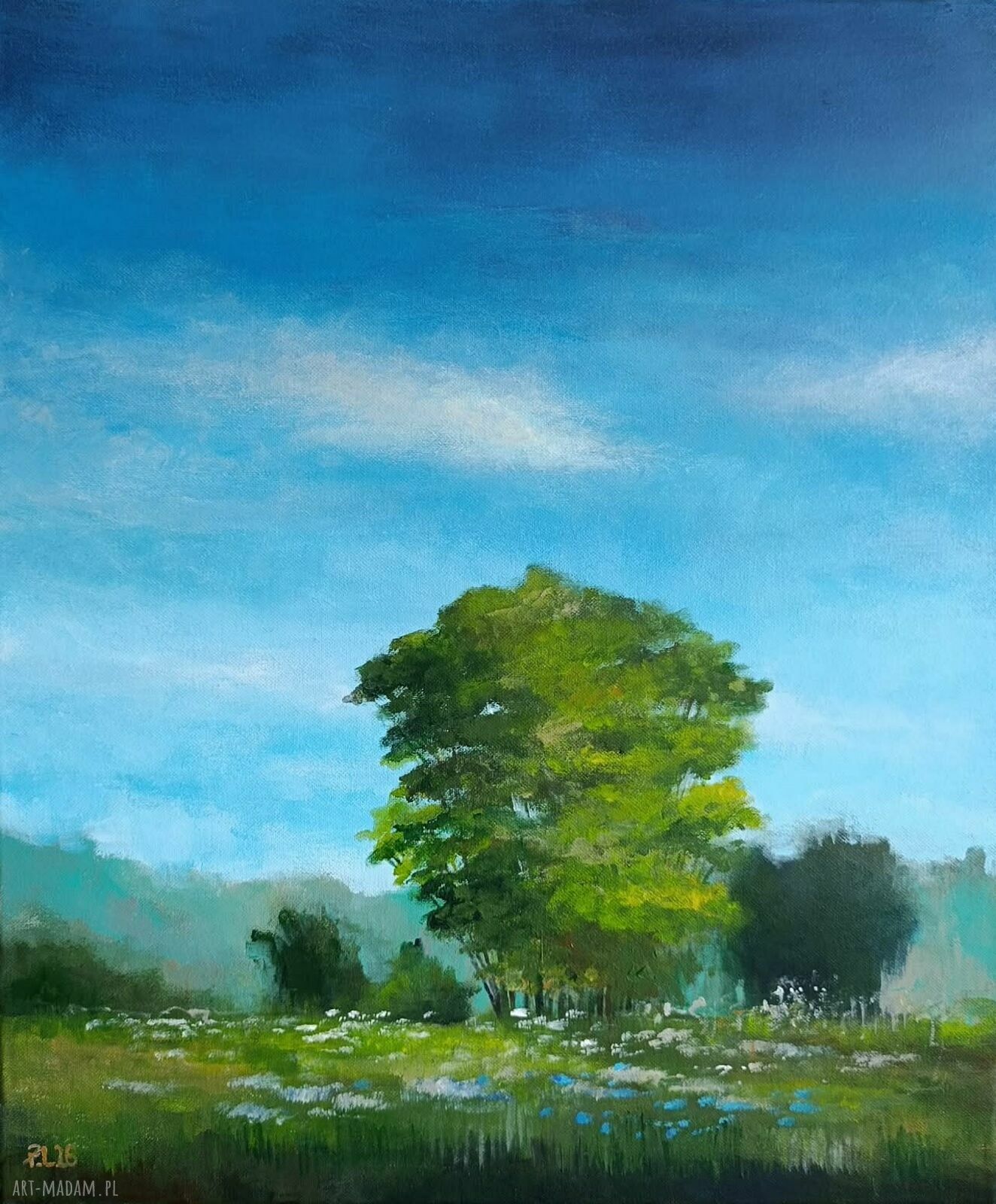 Słoneczny dzień - obraz akrylowy drzewa 60 x 50 cm