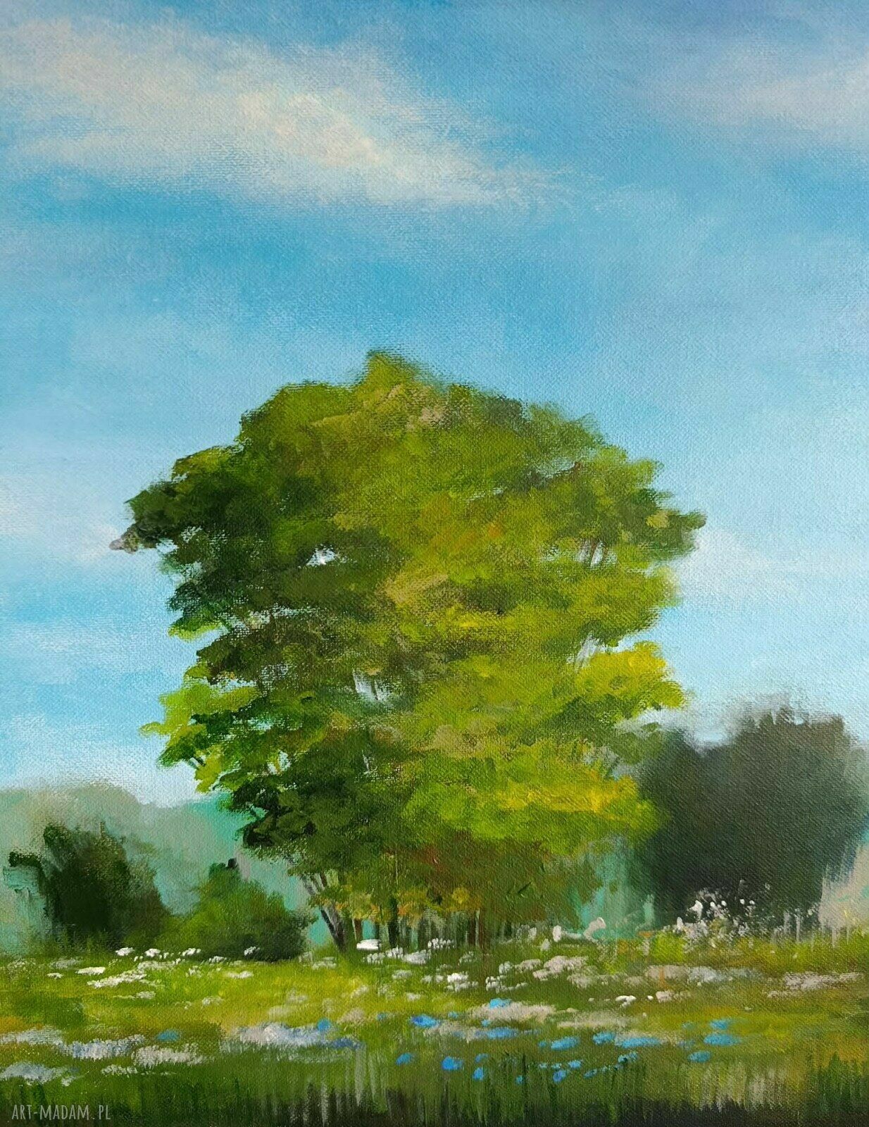 Słoneczny dzień - ręcznie malowany obraz akrylowy 60x50 cm